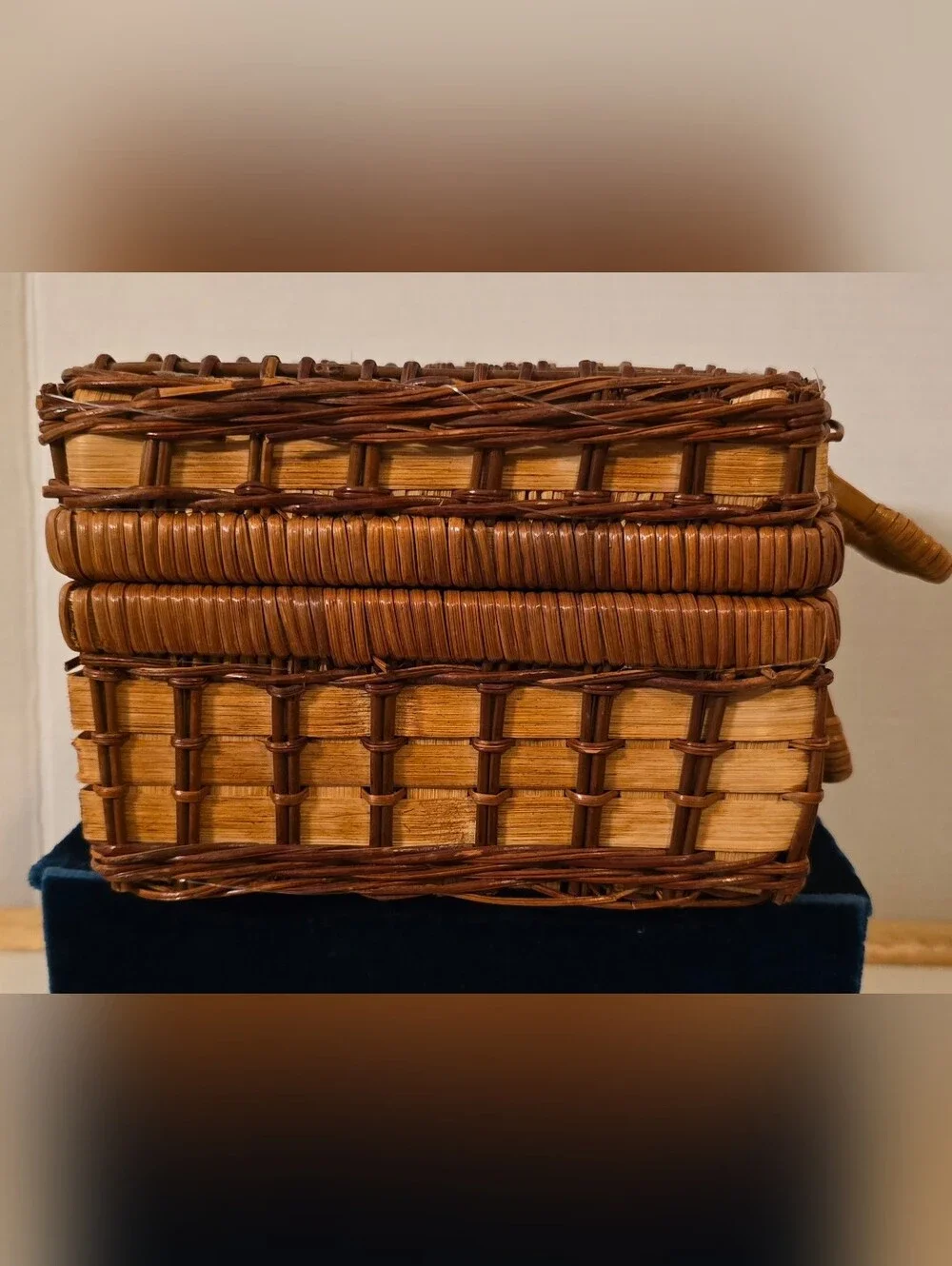 Vintage Elizabeth Arden Wicker Picnic Basket Set - Red Gingham